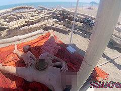 Miss Creamy In Exhibitionist Teacher Outdoor Amateur Milf Handjob Big Cock On Nudity Beach Public In Front Of With Cum P2