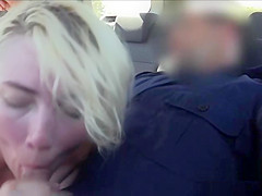 Blonde deep throats cops cock outdoors
