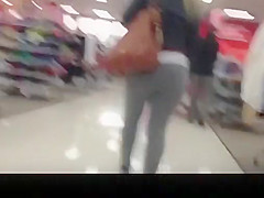 Big ass blonde chick in dark gray leggings