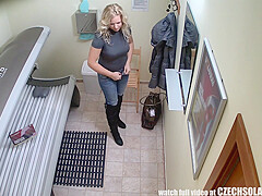 Blonde Big Tits Milf Tannning Her Body In Solarium