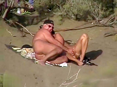 Mature amateur and his woman are enjoying in outdoor sex