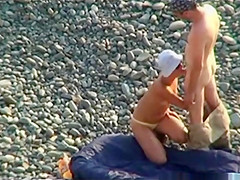On Public Beach. Oral Sex