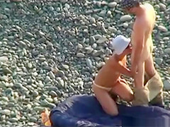 On Public Beach. Oral Sex
