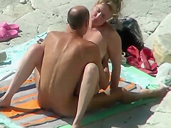 Sex On The Beach. Mature Lovers Fuck In Full View Of Passers By