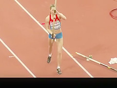 Sporty blonde in tight sports shorts