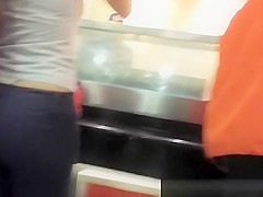 White visble thong while waiting for her turn